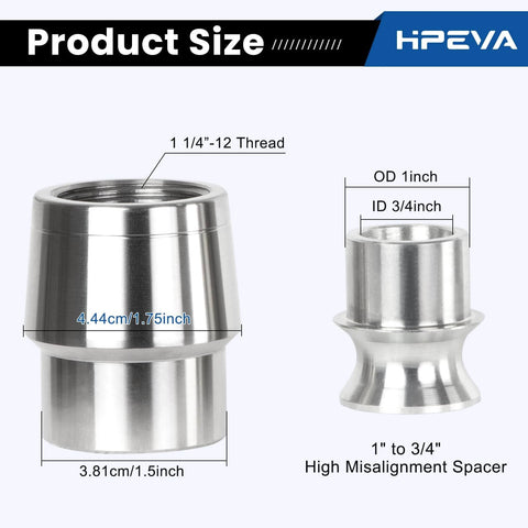 Product size details of 2 Pair 1.25 Heim Joints Rod End Kit with dimensions and specifications
