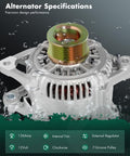 Image of a Beefed Up 12V 136A High Output Alternator Replacement For Dodge Dakota 1999 2000 Durango 1999 2000 Ram 1500 with 7 groove CW pulley