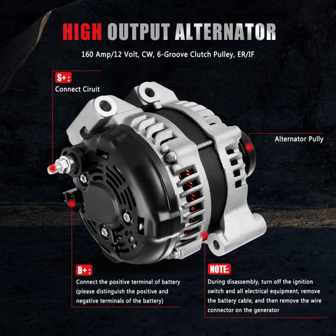 Premium 3.6L V6 Alternator Replacement for Chrysler Town and Country 2011 to 2016 detailed view