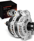 Front view of 3.6L V6 High Output Alternator Replacement 180Amp For Dodge Durango Charger Challenger Ram 1500 Jeep Grand Cherokee Chrysler 300 2011-2021 OE 4801778AF Built Tough For Stable Electrical Power with box
