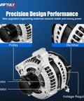 Beefed Up High Output 140A Alternator Replacement For Dodge Caravan Grand Caravan Town And Country 2001 Through 2007 3.3L And 3.8L Engines Voyager 2001 2003 Durable Auto Electrical Part featuring pulley, rotor, stator and voltage regulator labels