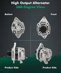 360-degree view of Beefy 160Amp High Output Alternator With CW Pulley For Dodge Journey 2.4L 2009 to 2019