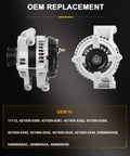 Front and side view of High Output Alternator Replacement For 2005 To 2007 Chrysler 300 2006 To 2007 Dodge Charger And 2005 To 2007 Dodge Magnum Easy Install Durable Auto Part 11113 Built For Reliable Starts And Smooth Charging