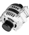 3.6L V6 12V 160A Alternator For Your Ride Dodge Grand Caravan 2011 To 2020 And Chrysler Town And Country 2011 To 2016 Journey 2011 To 2019 AWD Only Chrysler 200 2011 To 2014 Dodge Avenger 2011 To 2014 With 6 Groove Pulley ER IF 11068 11570, side view showing 6-groove pulley and housing