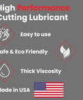 High-performance metal drilling gel lubricant, made in USA, easy to use, eco-friendly, thick viscosity, enhances cutting and tool life.