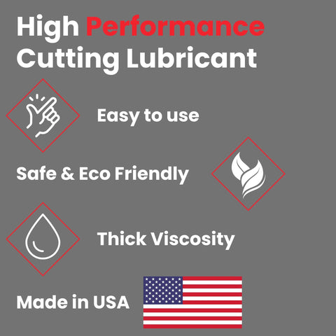 High-performance metal drilling gel lubricant, made in USA, easy to use, eco-friendly, thick viscosity, enhances cutting and tool life.