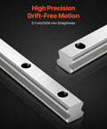 High Precision HGR20 Linear Rail Kit with Two 2000mm Rails for CNC routers and 3D printers, showcasing drift-free motion on black background.