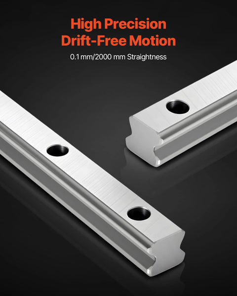 High Precision HGR20 Linear Rail Kit with Two 2000mm Rails for CNC routers and 3D printers, showcasing drift-free motion on black background.