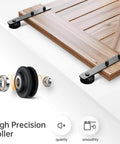 14 FT Heavy Duty Sliding Barn Door Hardware Track Kit with Straight Pulley and smooth ball bearing rollers, steel construction.