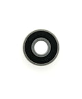 Front view of High Precision Steel Bearing 608 8x22x7 mm for hubs on skateboards and inline skates, showing black seal and steel hub.