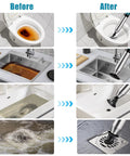 Before and after clogs clear in toilets, sinks, tubs, and drains using High Pressure Air Drain Blaster Toilet Plunger For Clogs Quickly Clears