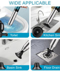 High Pressure Air Drain Blaster Toilet Plunger for clogs clearing blocked toilets, sinks, showers, and drains use.