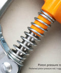 Close-up of piston pressure rod on One Handed 120cc High Pressure Grease Gun for Precise Lubrication, bright yellow handle visible.