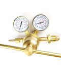 Nitrogen Regulator High Pressure Single Stage Piston Style Forged Brass Body with dual gauges, CGA 580 connections, 0 to 4000 psi output