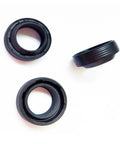 Three black rubber seals for High Pressure Washer Repair Water Seal Set 12x20x5mm 12x18x5mm 12x20x5.3mm; top-down view.