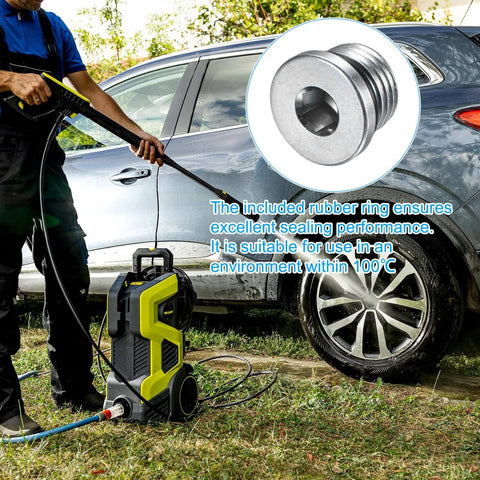 6 Pack 9/16-18 UNF Inner Hex Head Pipe Plug, shown with high pressure washer, ideal for car cleaning and irrigation use