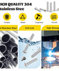 115 Pcs #8-32 Machine Screws Assortment Kit with Phillips Pan Head 304 Stainless Steel Screws highlighted with durability features.