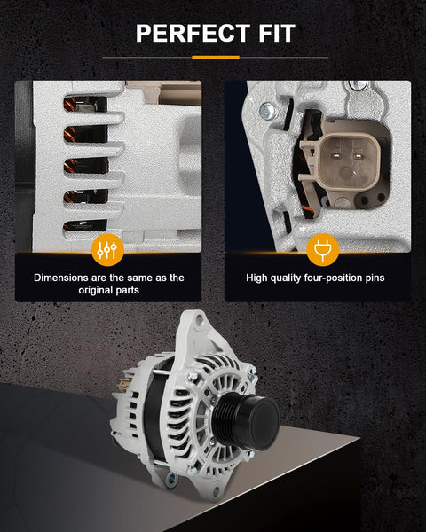 Durable Alternator Replacement For Dodge Journey 2.4L 2009 Through 2019, 3.5L 2009 Through 2010, And 3.6L 2011 High Output Charging