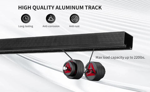 Commercial Grade Aluminum Pocket Door Track Kit For Ceiling Mount Box Rail Sliding Hardware, 48 Inch Length, close-up view.