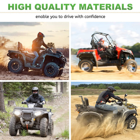 ATVs with riders using high-quality materials for enhanced performance in various terrains and conditions
