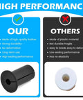 Comparison of high-quality rubber grommet versus standard plastic grommet, illustrating durability and performance differences