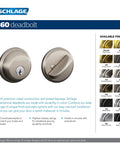 High Security Exterior Deadbolt With Hardened Bolt Anti Pick Pins And Anti Drill Plates Keyed Deadbolt For Exterior Doors Satin Nickel Finish