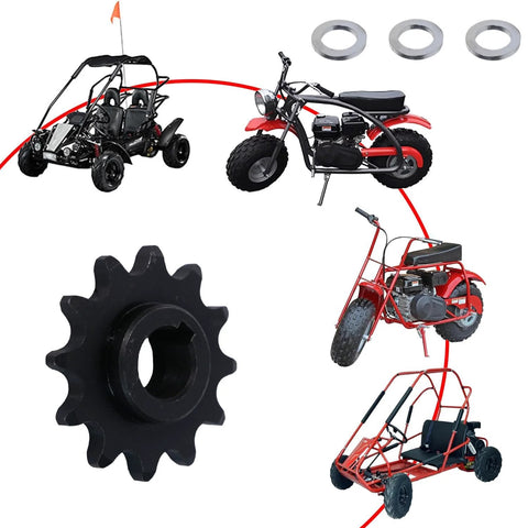 High Speed 12T Sprocket Kit With Five Eighth Inch Bore And Spacer For Twenty To Thirty CVT Mini Bike Go Kart Chains Forty Forty One And Four Twenty For Coleman KT196 CT200U BT200X CT200UEX Upgrade From Stock 10T To 12T For Faster Top End On Flat Terrain