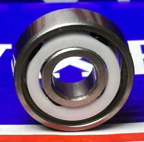High Speed 4-Balls Hybrid Ceramic 608 Bearing 8x22x7mm close-up view showing ceramic and chrome steel construction.