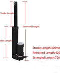 12 Inch 12" High Speed 14mm/s Linear Actuator Motor 1000N DC12V with Mounting Brackets showing stroke and length measurements.
