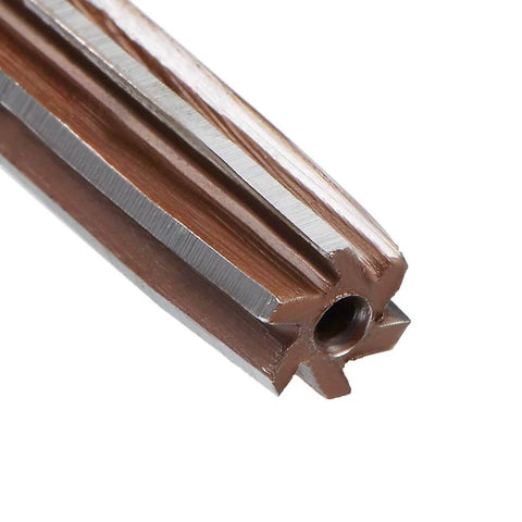 Close-up of Pro Grade High Speed Steel Hand Reamer For Metalworking One Quarter Inch Cutting Diameter with six straight flutes