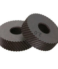Two Piece High Speed Steel Knurling Wheel Set With Straight And Diagonal Coarse Knurl Options In 0.6 To 2.0 Millimeter Pitch