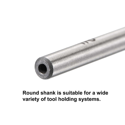Close-up of Pro Grade Chucking Reamer Set for Precision Bore Machining with round steel shank, high-speed steel visible.