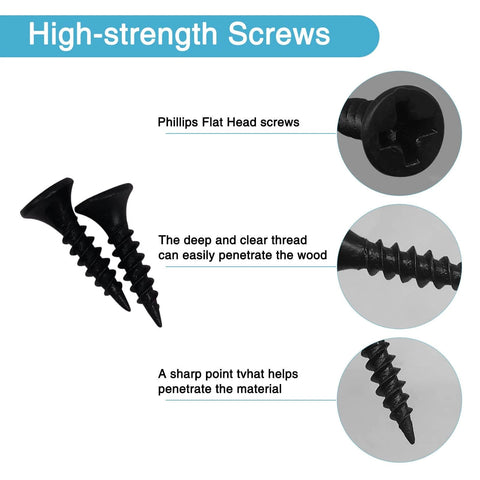 Close-up of Phillips flat head screws with sharp point and deep thread for penetration