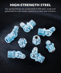 All In One 230 Piece SAE And Metric Grease Fittings Kit with galvanized steel zerks, various angles for automotive and industrial use