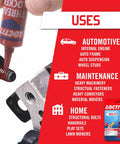 Permanent Thread Lock And Seal For Nuts Bolts And Fasteners High Strength Red 271 in use on an engine bolt, packaging visible.