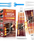 High Temp Silicone Adhesive Sealant For Ovens, Microwaves, Grills And Stoves, Heat Resistant And Waterproof RTV Glue Kit In Black, 3.38 Fl Oz Pack (50ml X 2) with applicators