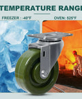 4 Inch By 1.5 Inch High Temperature Caster Wheels Set Of 4 For Bakery Ovens, Heavy Duty Swivel Casters With 2800 Lb Capacity