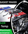 High Temp Silicone Gasket Maker for Engine Oil Pan Valve Cover and Transmission Housing, three tubes near an engine