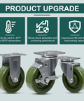 4x1.5 Inch High Temp Industrial Bakery Oven Caster Wheels Set Of 4 Heavy Duty Casters 2800 Lb Capacity With 2 Brakes