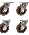High Temp Nylon Wheel Bakery Swivel Casters Set Of 4 With Large Top Mount Plate Zinc Coated Heavy Duty 300 Lb Capacity For Oven Racks