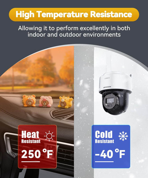 Heavy Duty Double Sided Tape Heat Resistant And Waterproof For Indoor Outdoor Use Automotive Mounting Foam Tape Removable No Residue With Mega Strong Adhesion 1 Inch By 20 Feet image showing temperature resistance.