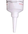 Close-up of 2.8 oz tube nozzle of High Heat RTV Sealant And Automotive Adhesive For Heat Tabs, Gaskets, Industrial Grade Silicone