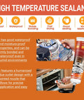 High Temperature Silicone Sealant 3.38 Fl Oz RTV Adhesive Black Heat Resistant Glue used on oven door and electronic components.