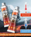 High Temperature Silicone Sealant 3.38 Fl Oz RTV Adhesive Black Heat Resistant Glue for ovens and high heat surfaces