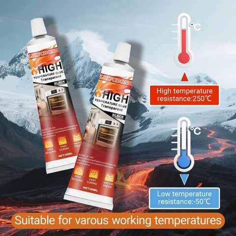 High Temperature Silicone Sealant 3.38 Fl Oz RTV Adhesive Black Heat Resistant Glue for ovens and high heat surfaces