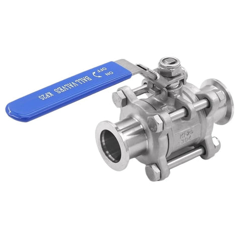 High Vacuum Ball Valve 3-Piece Sanitary Design In 304/316L Stainless Steel Manual Shutoff For Helium Leak Detection And Vacuum Systems KF25