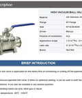 High Vacuum Ball Valve 3-Piece Sanitary Design In 304/316L Stainless Steel for Helium Leak Detection KF16 KF25 KF40 KF50