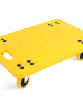 High Visibility Yellow 300-lb Capacity Movers Dolly with 4 Swivel Casters, 19-1/2" x 14-1/2" Platform, side angle view