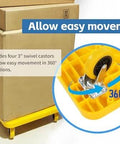 High Visibility Yellow 300-lb Capacity Movers Dolly with 4 Swivel Casters, 19-1/2" x 14-1/2" Platform showing 360-degree movement