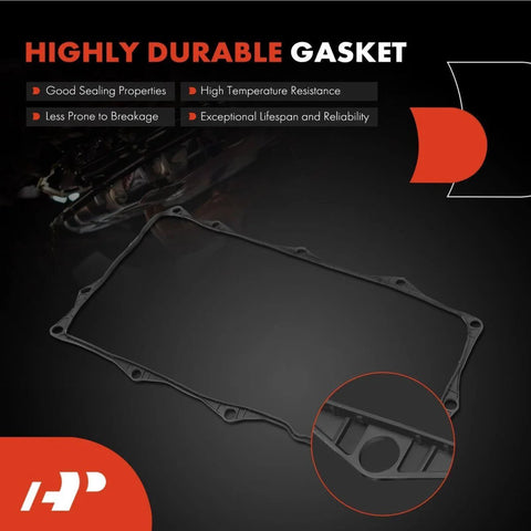 Highly durable gasket for Transmission Oil Pan With Gasket And Drain Plug For Ram 1500 2500 3500 Jeep Grand Cherokee Dodge Charger Challenger Chrysler 300 With 8 Speed Automatic Transmission Direct Fit, highlighting sealing properties and temperature resistance.
